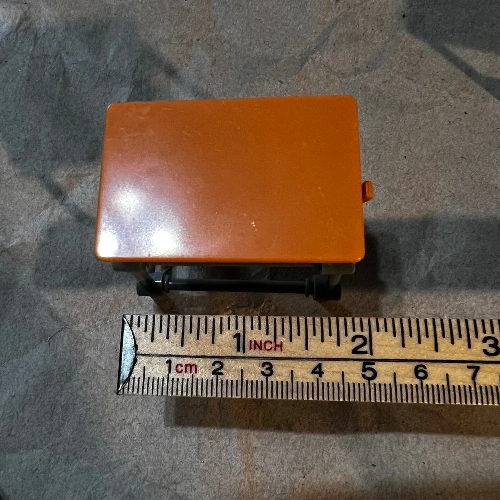 1:12 Scale Miniature School Desk and Chair Set Orange Grey Classroom